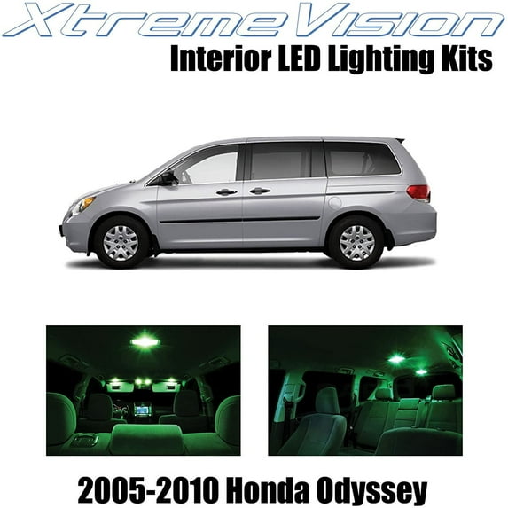 XtremeVision Interior LED for Honda Odyssey 2005-2010 11 pcs Green Interior LED Kit + Installation Tool