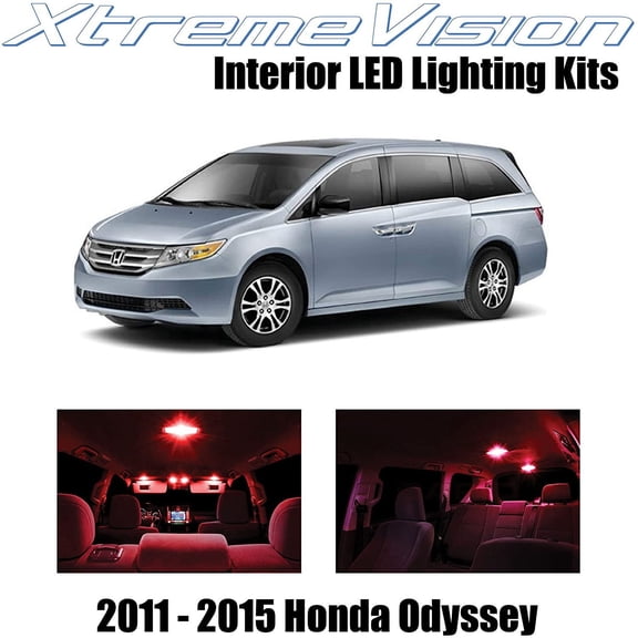 XtremeVision Interior LED for Honda Odyssey 2011-2015 10 pcs Red Interior LED Kit + Installation Tool