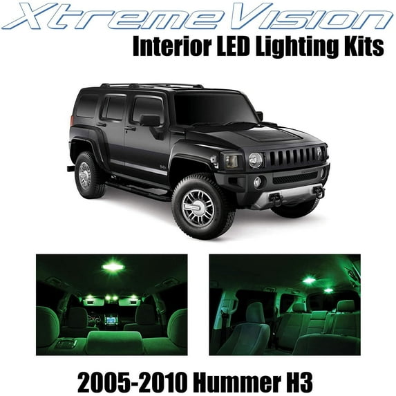 XtremeVision Interior LED for Hummer H3 2005-2010 15 pcs Green Interior LED Kit + Installation Tool