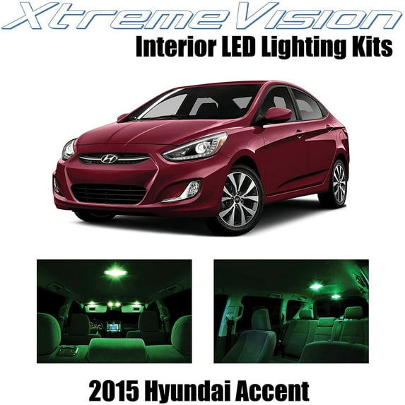XtremeVision Interior LED for Hyundai Accent 2015+ 6 pcs Green Interior LED Kit + Installation Tool