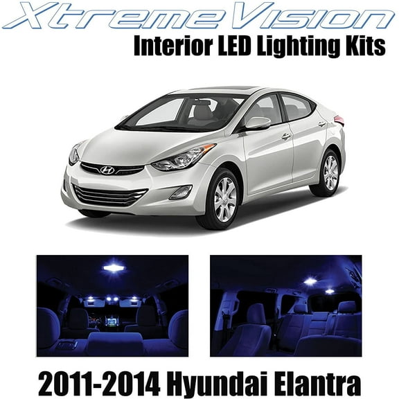 XtremeVision Interior LED for Hyundai Elantra 2011-2014 4 pcs Blue Interior LED Kit + Installation Tool