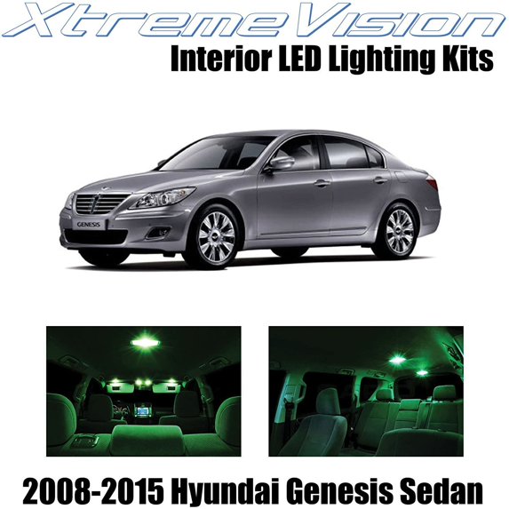 XtremeVision Interior LED for Hyundai Genisis Sedan 2008-2015 10 pcs Green Interior LED Kit + Installation Tool