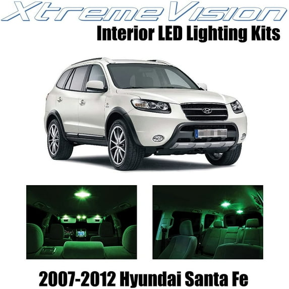 XtremeVision Interior LED for Hyundai Santa Fe 2007-2012 8 pcs Green Interior LED Kit + Installation Tool