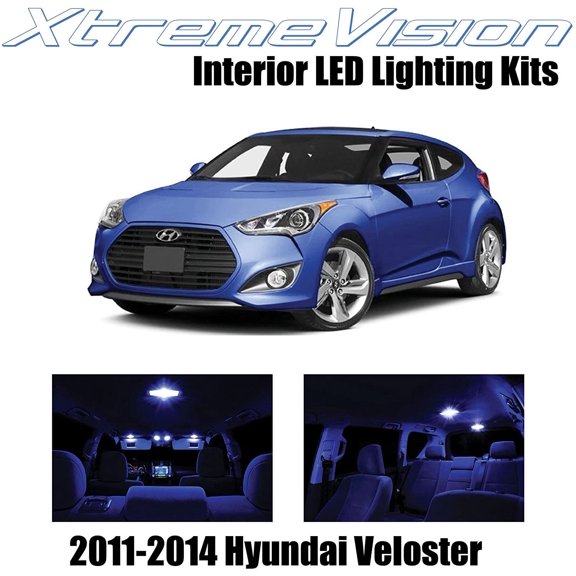 XtremeVision Interior LED for Hyundai Veloster 2011-2014 7 pcs Blue Interior LED Kit + Installation Tool