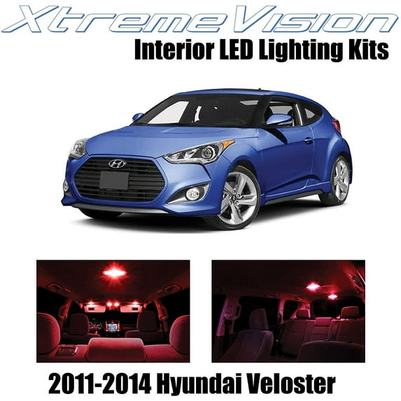 XtremeVision Interior LED for Hyundai Veloster 2011-2014 7 pcs Red Interior LED Kit + Installation Tool