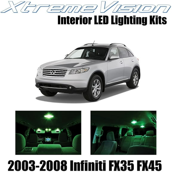 XtremeVision Interior LED for Inifiniti FX35 FX45 2003-2008 16 pcs Green Interior LED Kit + Installation Tool