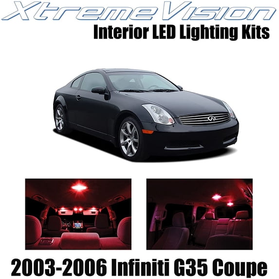 XtremeVision Interior LED for Inifiniti G35 Coupe 2003-2006 12 pcs Red Interior LED Kit + Installation Tool