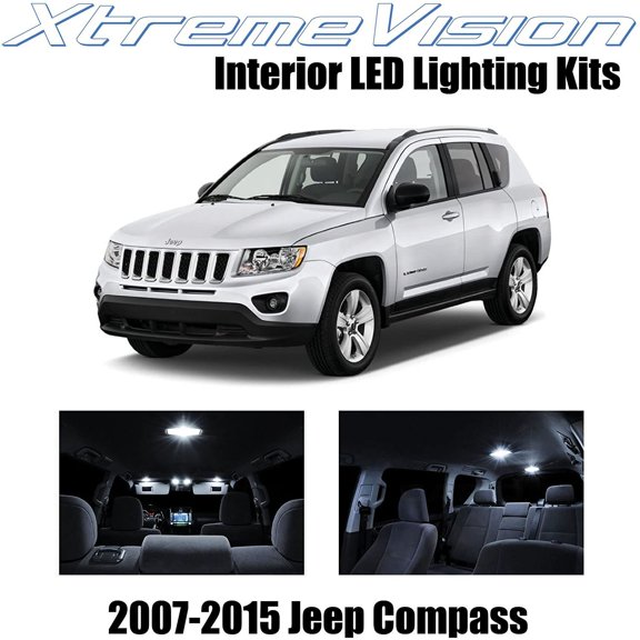 XtremeVision Interior LED for Jeep Compass 2007-2015 4 pcs Pure White Interior LED Kit + Installation Tool