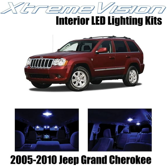 XtremeVision Interior LED for Jeep Grand Cherokee 2005-2010 9 pcs Blue Interior LED Kit + Installation Tool
