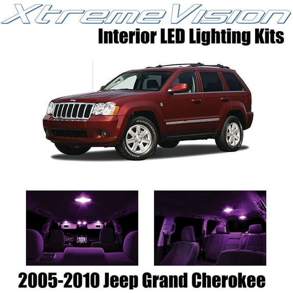 XtremeVision Interior LED for Jeep Grand Cherokee 2005-2010 9 pcs Pink Interior LED Kit + Installation Tool