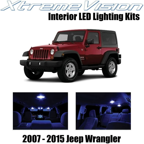 XtremeVision Interior LED for Jeep Wrangler JK 2007-2015 5 pcs Blue Interior LED Kit + Installation Tool