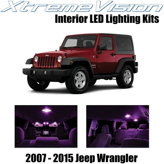 XtremeVision Interior LED for Jeep Wrangler JK 2007-2015 5 pcs Pink Interior LED Kit + Installation Tool
