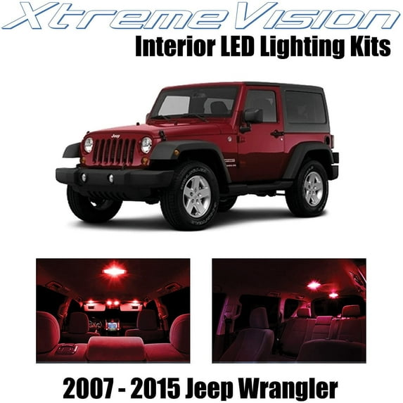 XtremeVision Interior LED for Jeep Wrangler JK 2007-2015 5 pcs Red Interior LED Kit + Installation Tool