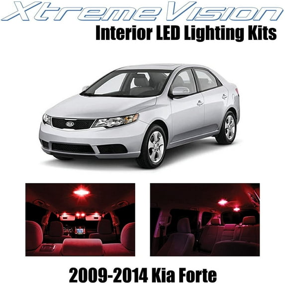 XtremeVision Interior LED for Kia Forte 2009-2014 8 pcs Red Interior LED Kit + Installation Tool Tool