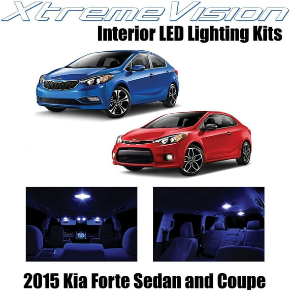 XtremeVision Interior LED for Kia Forte Sedan and Coupe 2015 8 pcs Blue Interior LED Kit + Installation Tool
