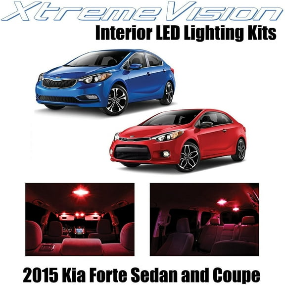 XtremeVision Interior LED for Kia Forte Sedan and Coupe 2015 8 pcs Red Interior LED Kit + Installation Tool