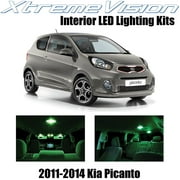 XtremeVision Interior LED for Kia Picanto 2011-2014 4 pcs Green Interior LED Kit + Installation Tool