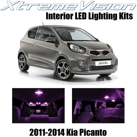 XtremeVision Interior LED for Kia Picanto 2011-2014 4 pcs Pink Interior LED Kit + Installation Tool