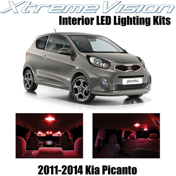 XtremeVision Interior LED for Kia Picanto 2011-2014 4 pcs Red Interior LED Kit + Installation Tool