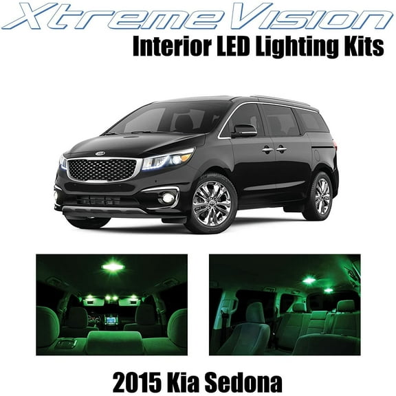 XtremeVision Interior LED for Kia Sedona 2015+ 9 pcs Green Interior LED Kit + Installation Tool