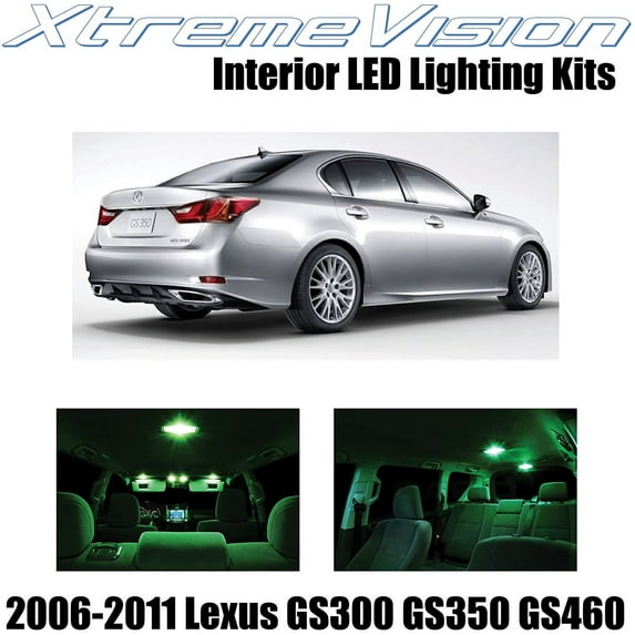 XtremeVision Interior LED for Lexus GS300 GS3500 GS460 2006-2011 3 pcs Green Interior LED Kit + Installation Tool