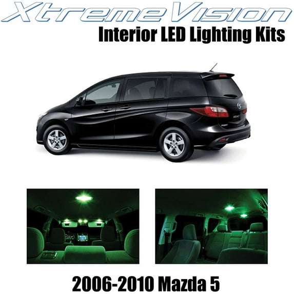 XtremeVision Interior LED for Mazda 5 2010-2013 8 pcs Green Interior LED Kit + Installation Tool