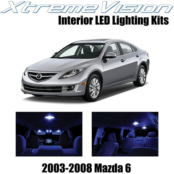 XtremeVision Interior LED for Mazda 6 2003-2008 8 pcs Blue Interior LED Kit + Installation Tool