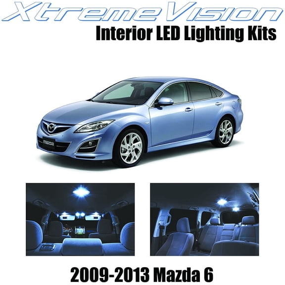 XtremeVision Interior LED for Mazda 6 2009-2013 (7 Pieces) Cool White Interior LED Kit Package+ Installation Tool