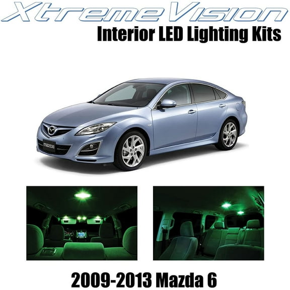XtremeVision Interior LED for Mazda 6 2009-2013 7 pcs Green Interior LED Kit + Installation Tool