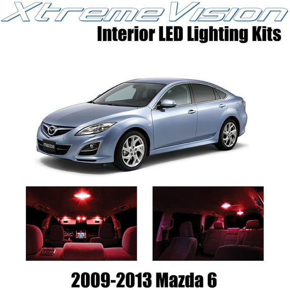 XtremeVision Interior LED for Mazda 6 2009-2013 7 pcs Red Interior LED Kit + Installation Tool