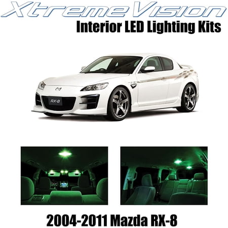 XtremeVision Interior LED for Mazda RX-8 RX8 2004-2014 5 pcs Green Interior LED Kit + Installation Tool