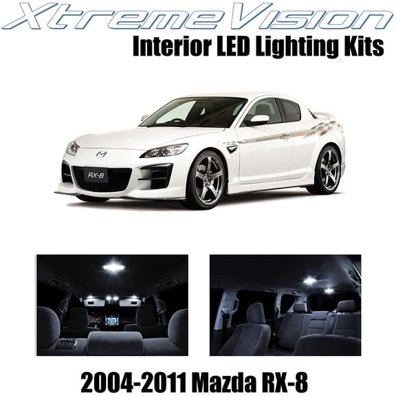 XtremeVision Interior LED for Mazda RX-8 RX8 2004-2014 5 pcs Pure White Interior LED Kit + Installation Tool
