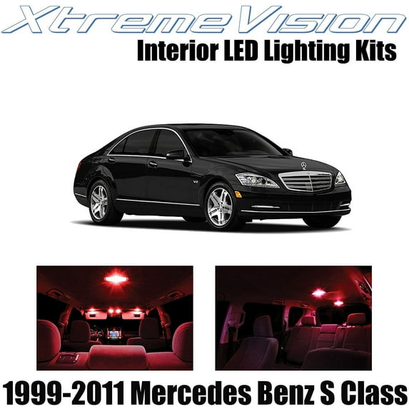 XtremeVision Interior LED for Mercedes S Class 1999-2011 8 pcs Red Interior LED Kit + Installation Tool