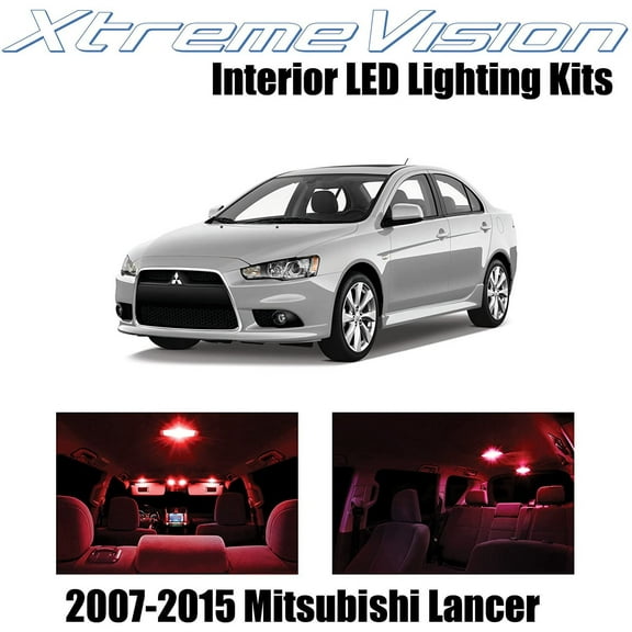 XtremeVision Interior LED for Mitsubishi Evo Lancer 2007-2015 8 pcs Red Interior LED Kit + Installation Tool