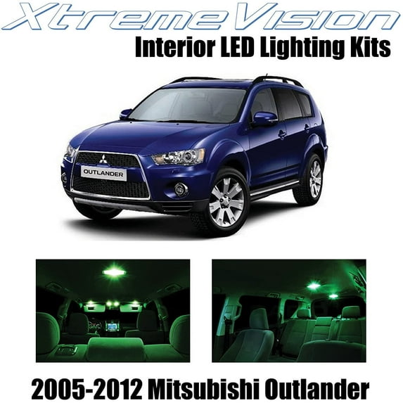 XtremeVision Interior LED for Mitsubishi Outlander 2005-2012 4 pcs Green Interior LED Kit + Installation Tool