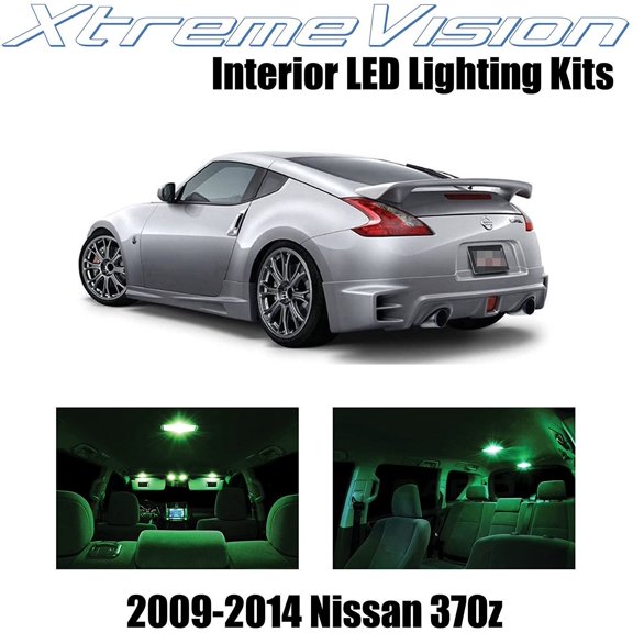 XtremeVision Interior LED for Nissan 370Z 2009-2014 8 pcs Green Interior LED Kit + Installation Tool