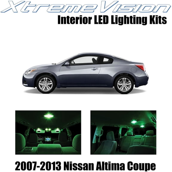 XtremeVision Interior LED for Nissan Altima Coupe 2 Door 2007-2013 15 pcs Green Interior LED Kit + Installation Tool