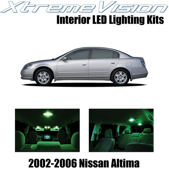 XtremeVision Interior LED for Nissan Altima Sedan 2002-2006 10 pcs Green Interior LED Kit + Installation Tool