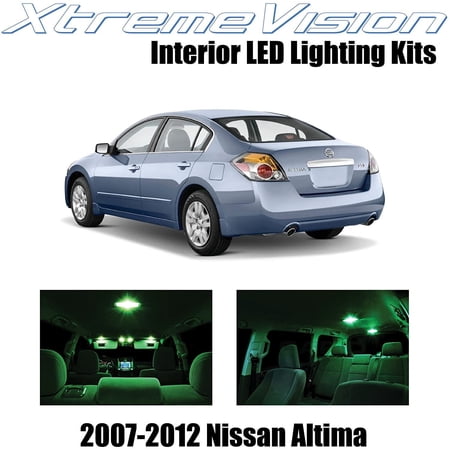 XtremeVision Interior LED for Nissan Altima Sedan 2007-2012 10 pcs Green Interior LED Kit + Installation Tool Tool