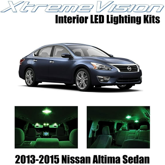 XtremeVision Interior LED for Nissan Altima Sedan 2013-2015 7 pcs Green Interior LED Kit + Installation Tool