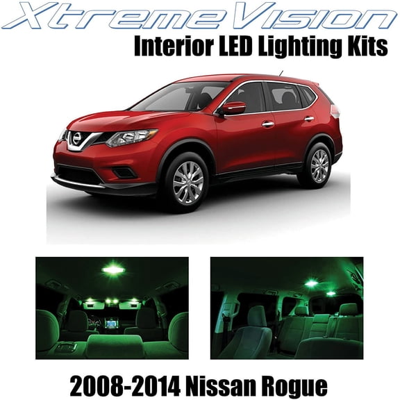 XtremeVision Interior LED for Nissan Rogue 2008-2014 12 pcs Green Interior LED Kit + Installation Tool