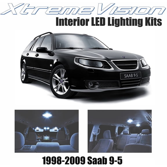 XtremeVision Interior LED for Saab 9-5 1998-2009 14 Pieces Cool White Interior LED Kit + Installation Tool