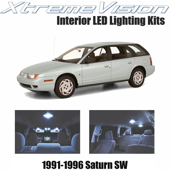 XtremeVision Interior LED for Saturn SW Series 1991-1996 7 Pieces Cool White Interior LED Kit + Installation Tool