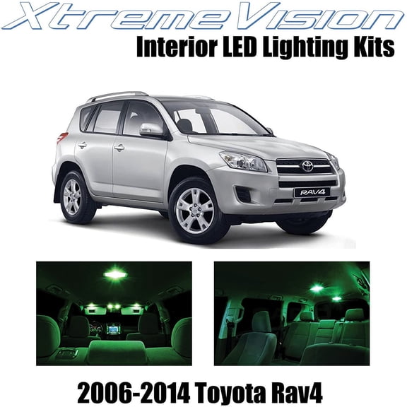 XtremeVision Interior LED for Toyota RAV4 2006-2014 6 pcs Green Interior LED Kit + Installation Tool