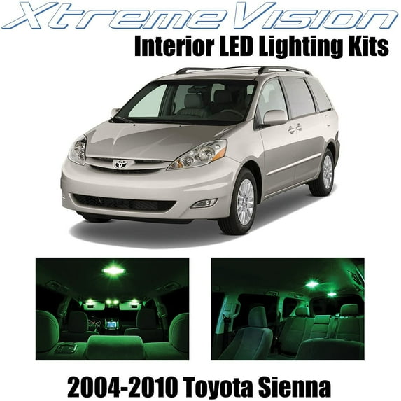 XtremeVision Interior LED for Toyota Sienna 2004-2010 14 pcs Green Interior LED Kit + Installation Tool