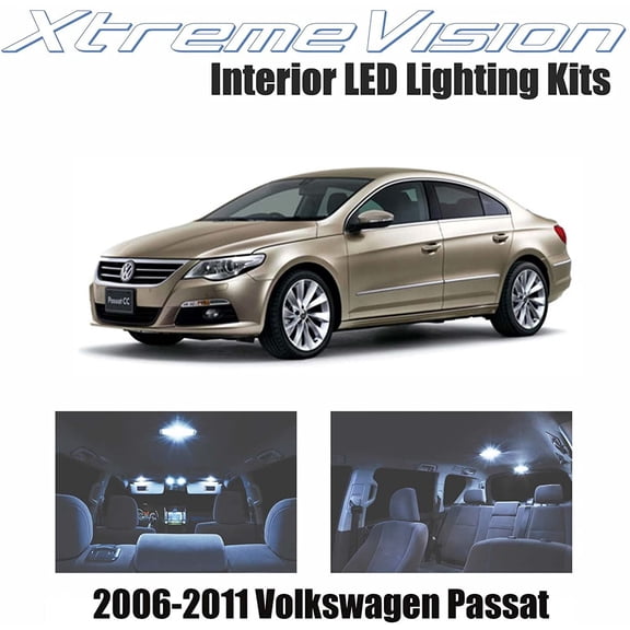 XtremeVision Interior LED for Volkswagen Passat 2006-2011 7 Pieces Cool White Interior LED Kit + Installation Tool