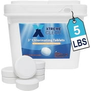 XtremeClear 3" Stabilized Chlorine Tablets for Sanitizing Swimming Pools - Individually Wrapped, Slow Dissolving - 90% Chlorine - Tri Chlor - 5LB
