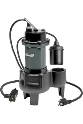 4860 GPH Submersible Sewage Sump Pump, 1/2 HP Automatic Water Pump with Float Switch, 30 ft Max Lift, 2-Inch NPT Discharge, Cast Iron, 115V