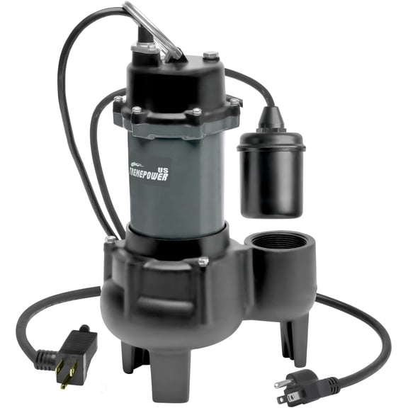 XtremepowerUS 4860 GPH Submersible Sewage Sump Pump, 1/2 HP Automatic Water Pump with Float Switch, 30 ft Max Lift, 2-Inch NPT Discharge, Cast Iron, 115V