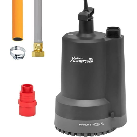 XtremepowerUS 2150 GPH Thermoplastic Submersible Utility Pump With 10' Cord, 1/3HP For Swimming Pool, Garden Pond, & Basement Draining